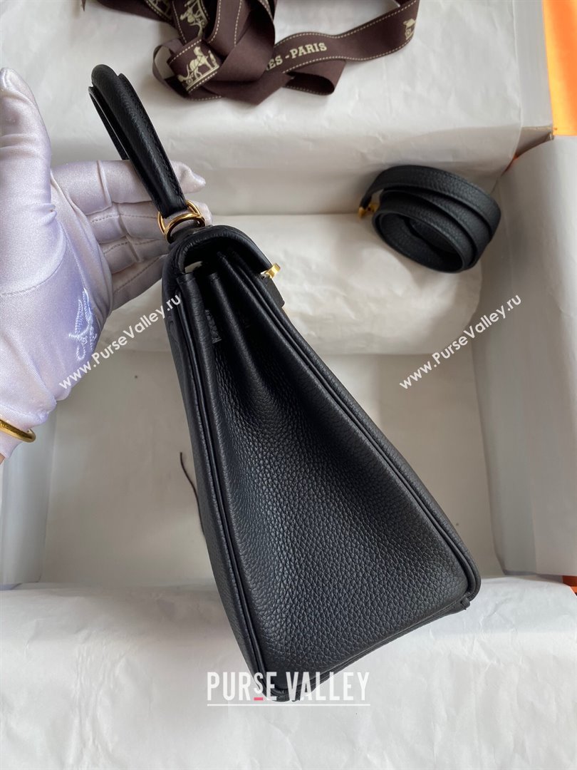 Hermes Kelly 25/28cm Bag in Original Togo Leather Black/Gold 2024(Handmade) (M-24022815)