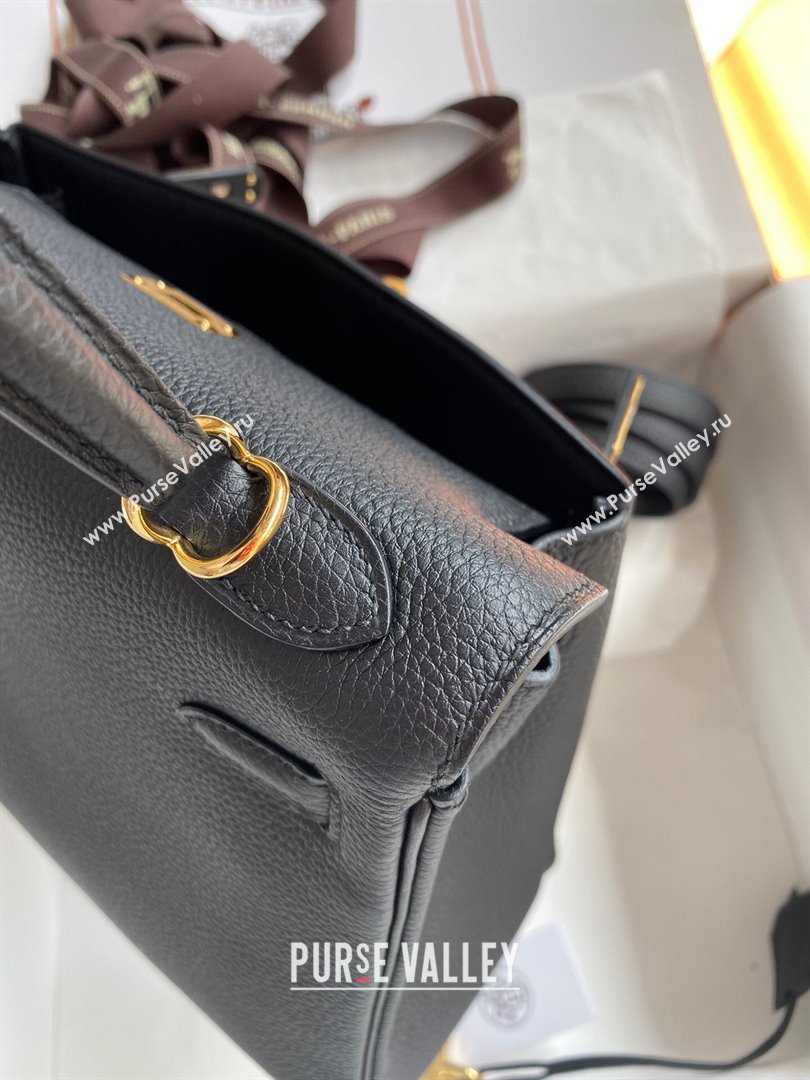 Hermes Kelly 25/28cm Bag in Original Togo Leather Black/Gold 2024(Handmade) (M-24022815)