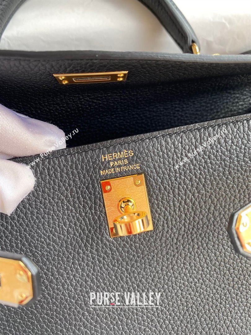 Hermes Kelly 25/28cm Bag in Original Togo Leather Black/Gold 2024(Handmade) (M-24022815)