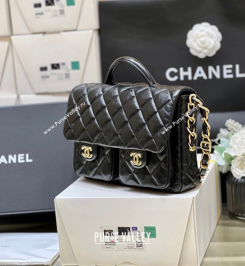 Chanel Message Bag with Pockets in Waxed Sheepskin AS4993 Black 2024 Top Quality (SHUNY-24072212)