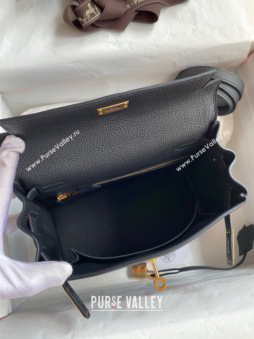 Hermes Kelly 25/28cm Bag in Original Togo Leather Black/Gold 2024(Handmade) (M-24022815)