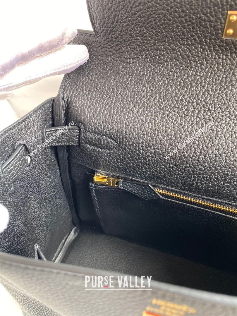 Hermes Kelly 25/28cm Bag in Original Togo Leather Black/Gold 2024(Handmade) (M-24022815)