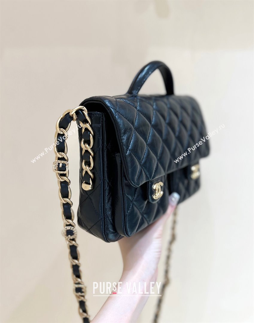 Chanel Message Bag with Pockets in Waxed Sheepskin AS4993 Black 2024 Top Quality (SHUNY-24072212)