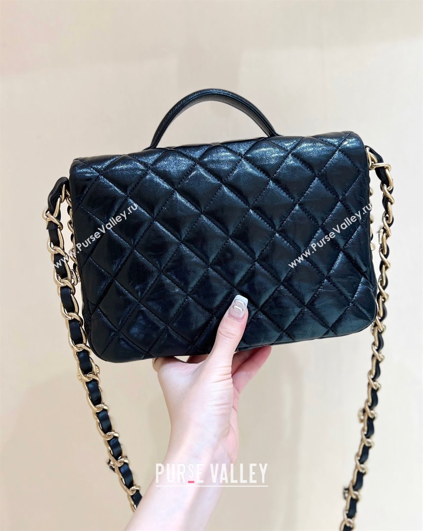 Chanel Message Bag with Pockets in Waxed Sheepskin AS4993 Black 2024 Top Quality (SHUNY-24072212)