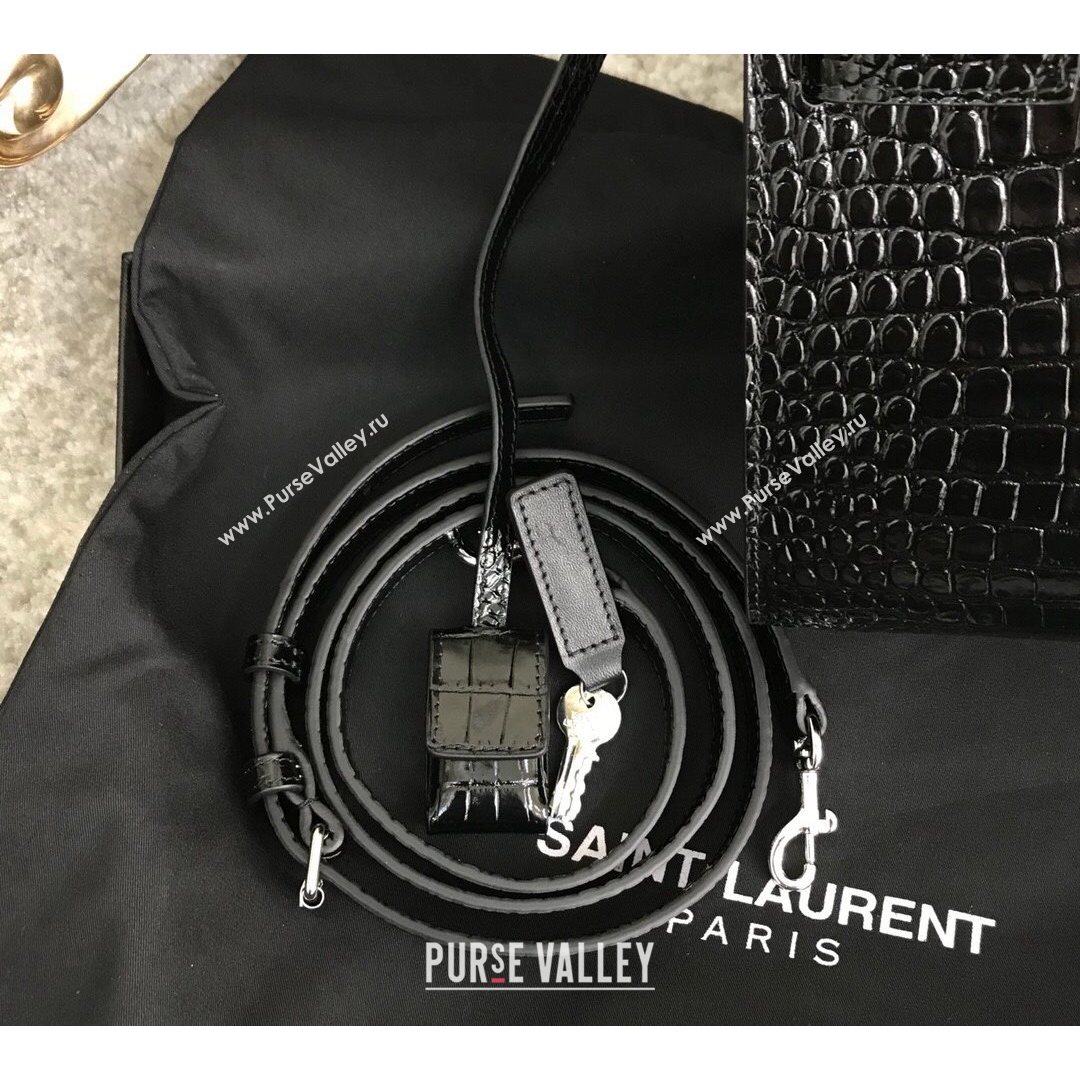 Saint Laurent Classic Nano Sac De Jour Bag in Embossed Crocodile Leather Black 2021 (YID-210827052)