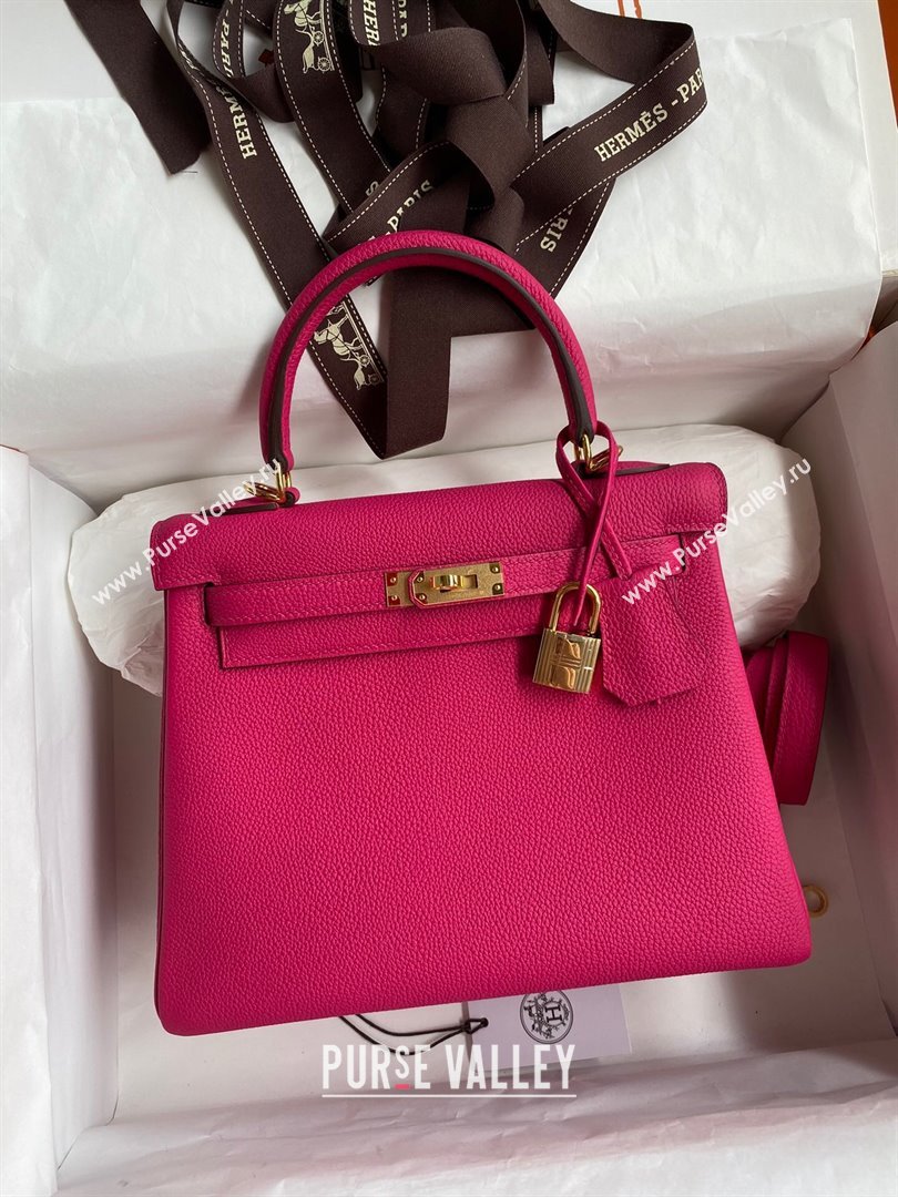 Hermes Kelly 25/28cm Bag in Original Togo Leather Rosy/Gold 2024(Handmade) (M-24022816)