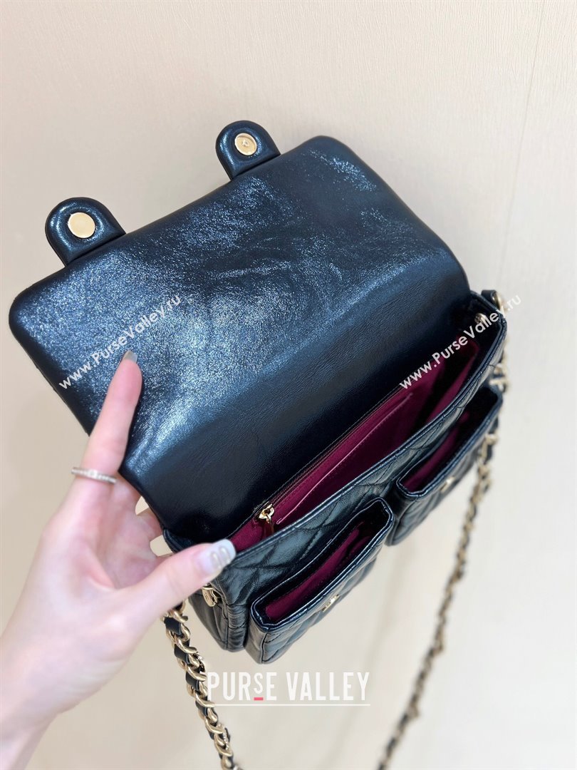 Chanel Message Bag with Pockets in Waxed Sheepskin AS4993 Black 2024 Top Quality (SHUNY-24072212)