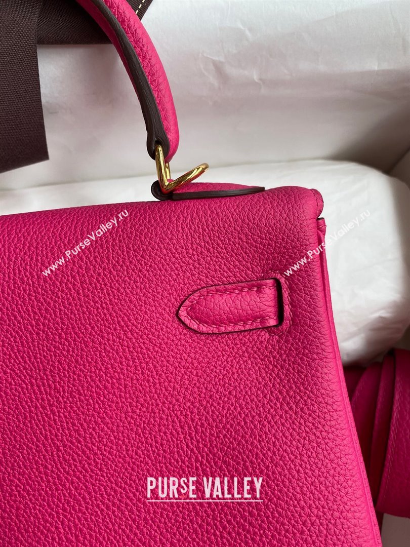 Hermes Kelly 25/28cm Bag in Original Togo Leather Rosy/Gold 2024(Handmade) (M-24022816)