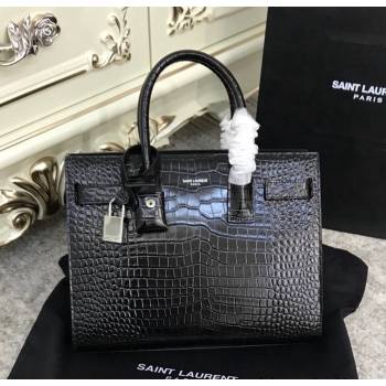 Saint Laurent Classic Baby Sac De Jour Bag in Embossed Crocodile Leather Black 2021 (YID-210827055)