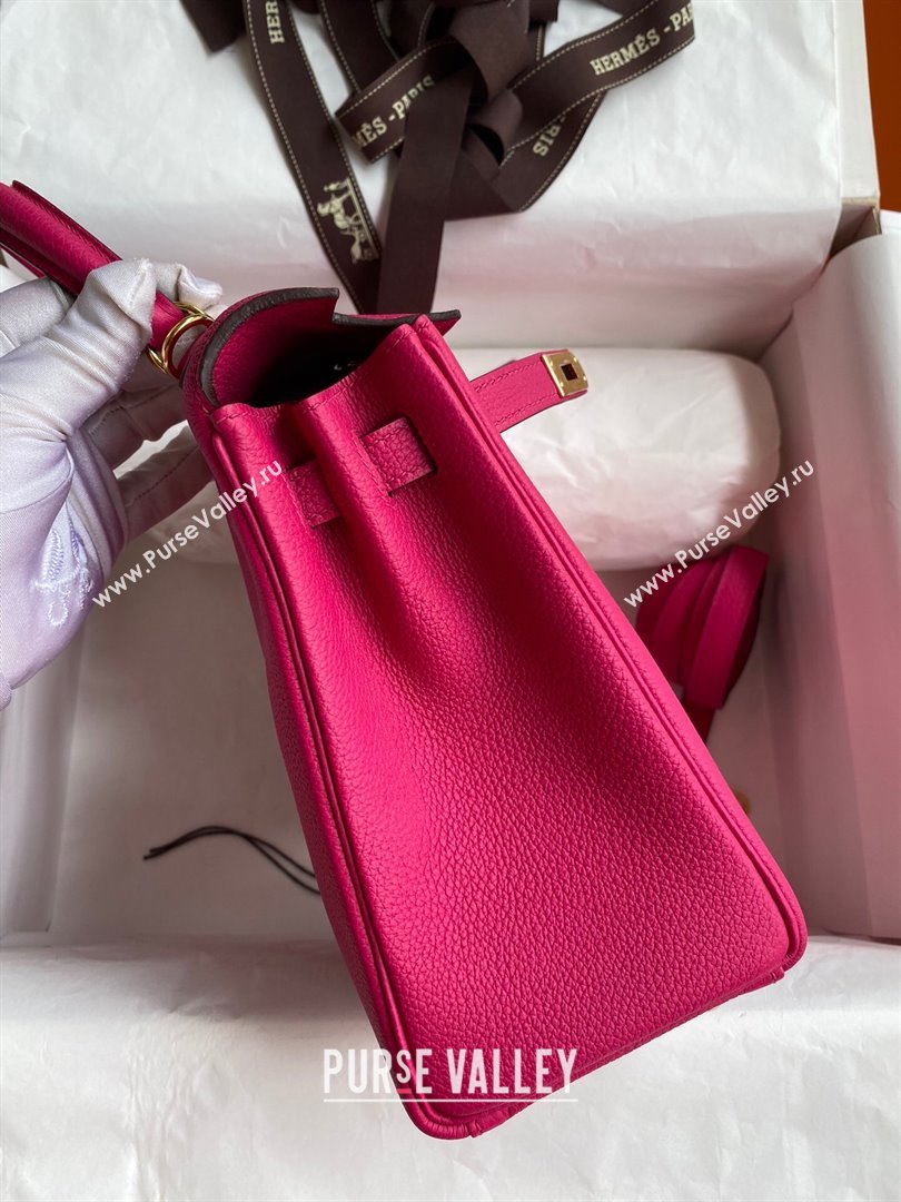 Hermes Kelly 25/28cm Bag in Original Togo Leather Rosy/Gold 2024(Handmade) (M-24022816)
