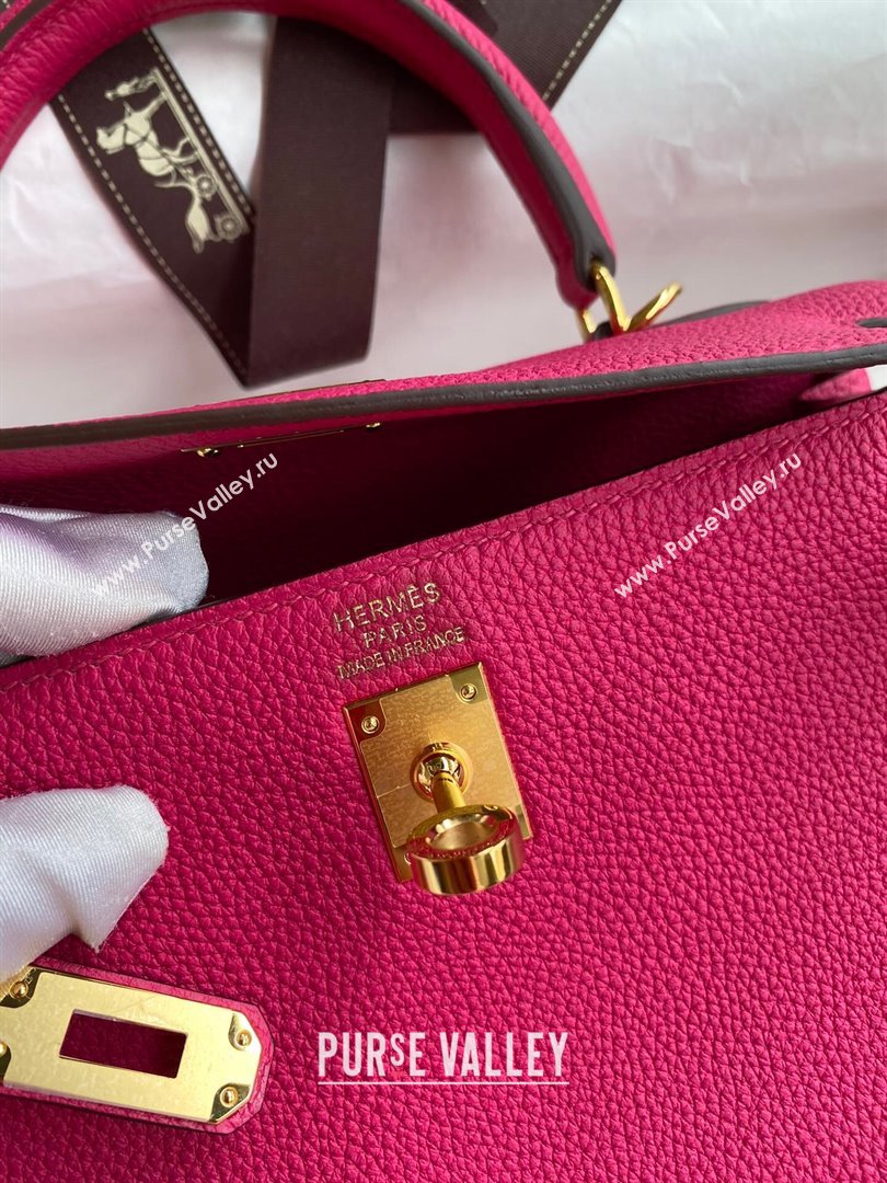 Hermes Kelly 25/28cm Bag in Original Togo Leather Rosy/Gold 2024(Handmade) (M-24022816)