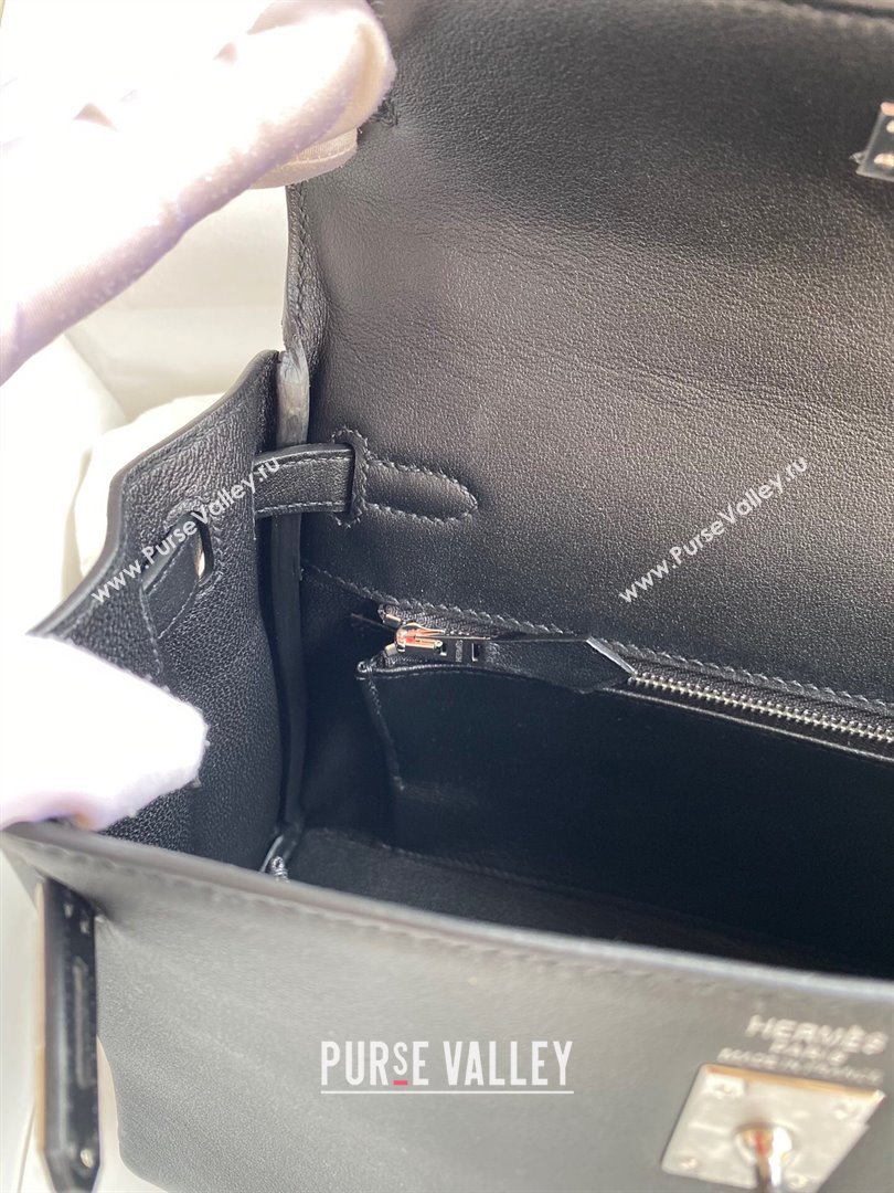Hermes Kelly 25/28 Bag in Original Swift Leather Black/Silver 2024 (Full Handmade) (XYA-24040904)