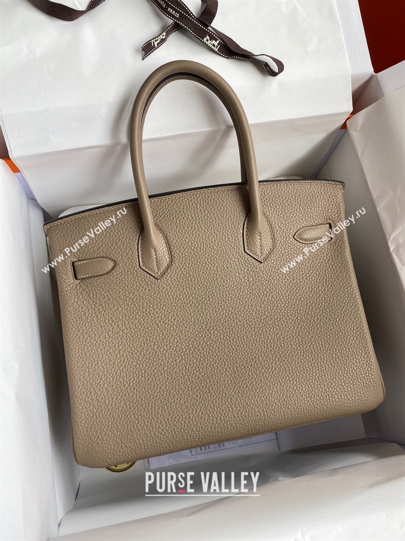 Hermes Birkin 30cm/35cm Bag in Original Togo Leather Turtledove Grey/Gold 2024 (Full Handmade) (XYA-24040905)