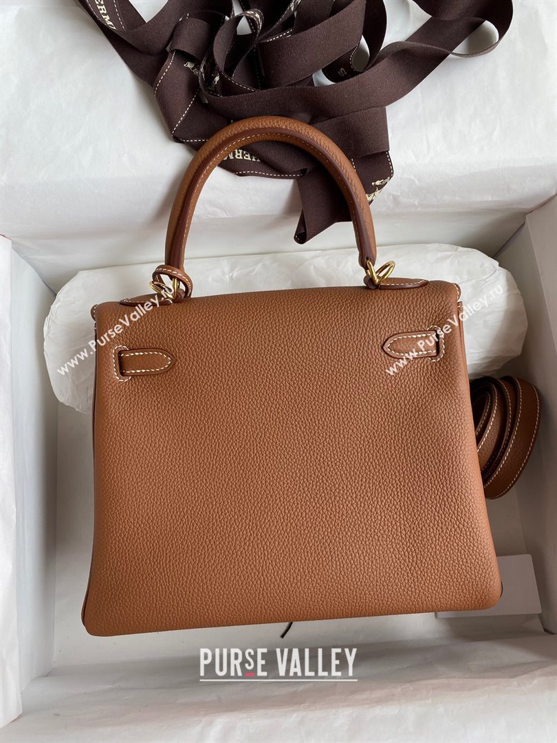 Hermes Kelly 25/28cm Bag in Original Togo Leather Brown/Gold 2024(Handmade) (M-24022001)