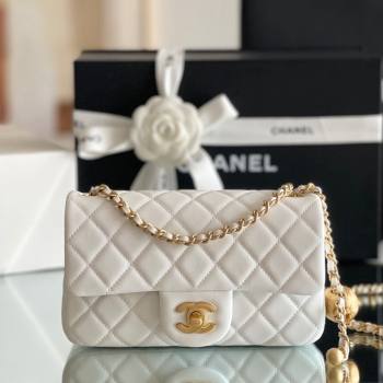 Chanel Lambskin Small Flap Bag with Gold-Tone Metal Ball Chain AS1787 White 2024 Top Quality (SHUNY-24072213)