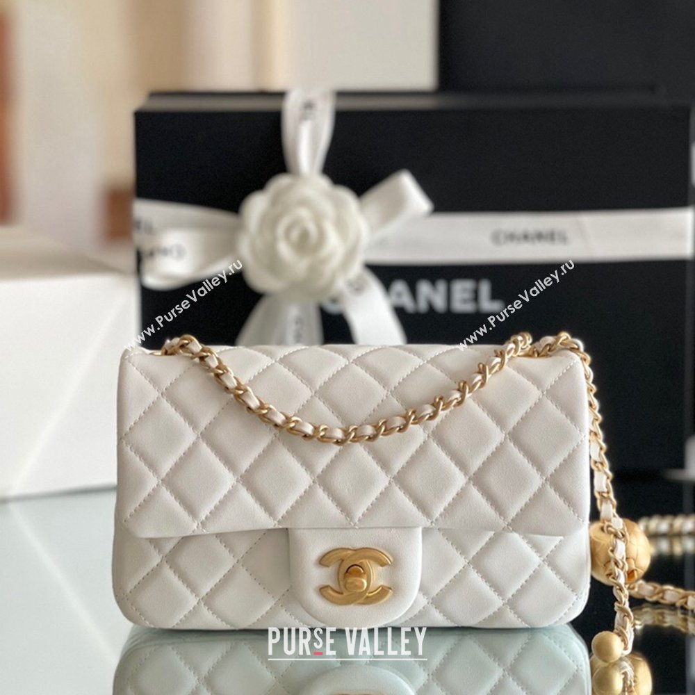 Chanel Lambskin Small Flap Bag with Gold-Tone Metal Ball Chain AS1787 White 2024 Top Quality (SHUNY-24072213)