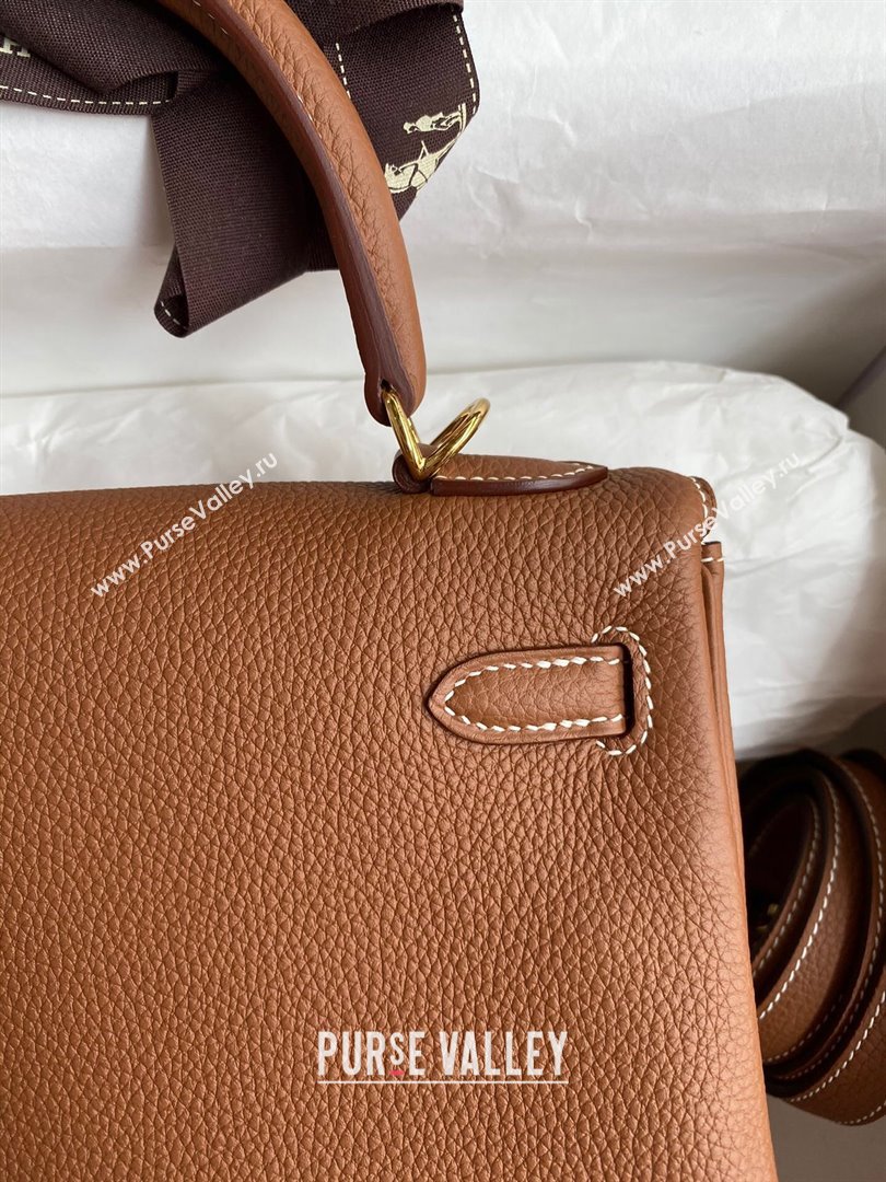 Hermes Kelly 25/28cm Bag in Original Togo Leather Brown/Gold 2024(Handmade) (M-24022001)