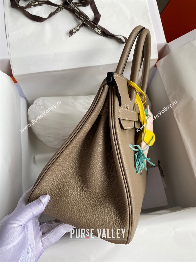 Hermes Birkin 30cm/35cm Bag in Original Togo Leather Turtledove Grey/Gold 2024 (Full Handmade) (XYA-24040905)