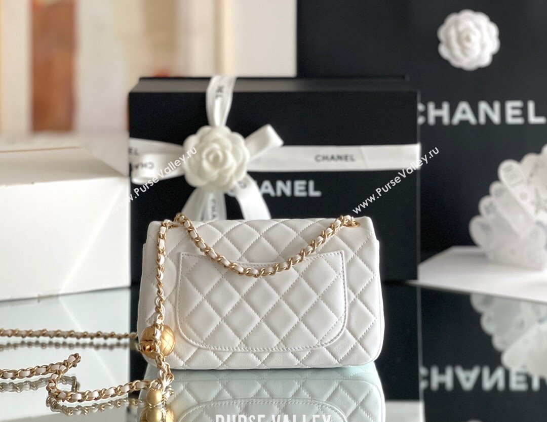 Chanel Lambskin Small Flap Bag with Gold-Tone Metal Ball Chain AS1787 White 2024 Top Quality (SHUNY-24072213)