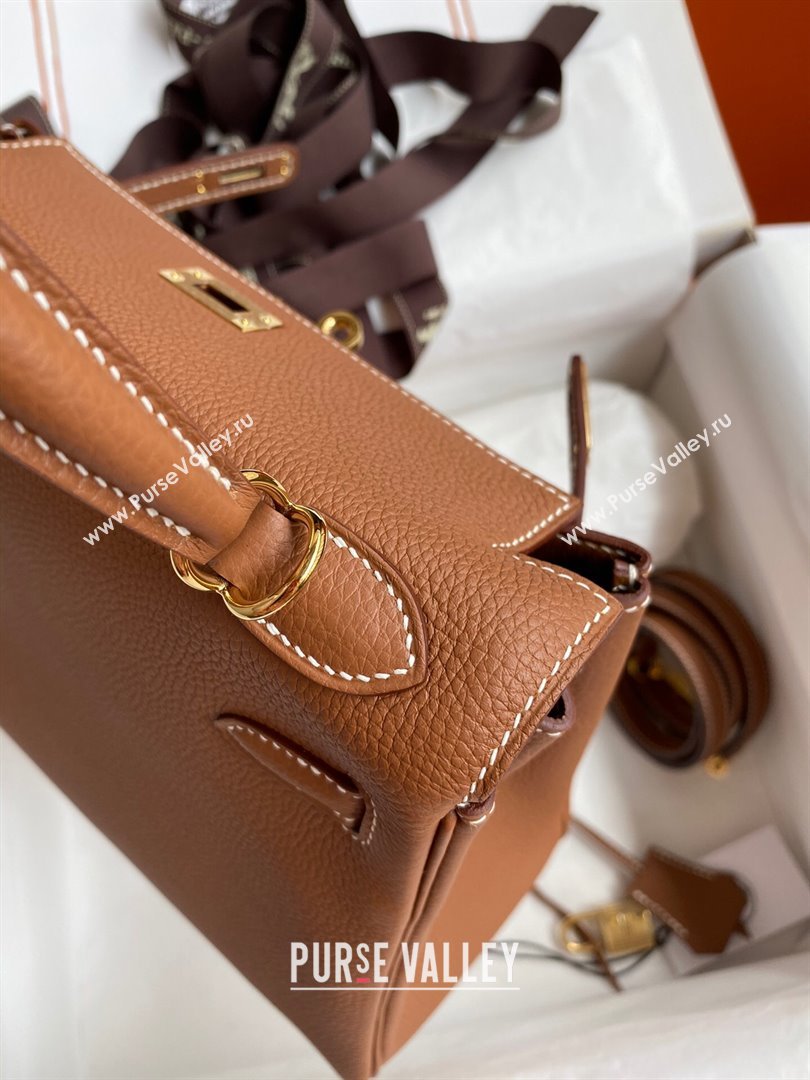 Hermes Kelly 25/28cm Bag in Original Togo Leather Brown/Gold 2024(Handmade) (M-24022001)