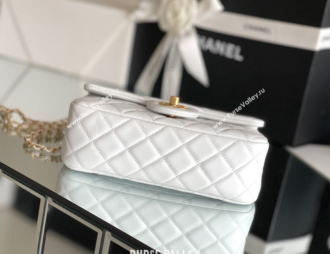 Chanel Lambskin Small Flap Bag with Gold-Tone Metal Ball Chain AS1787 White 2024 Top Quality (SHUNY-24072213)