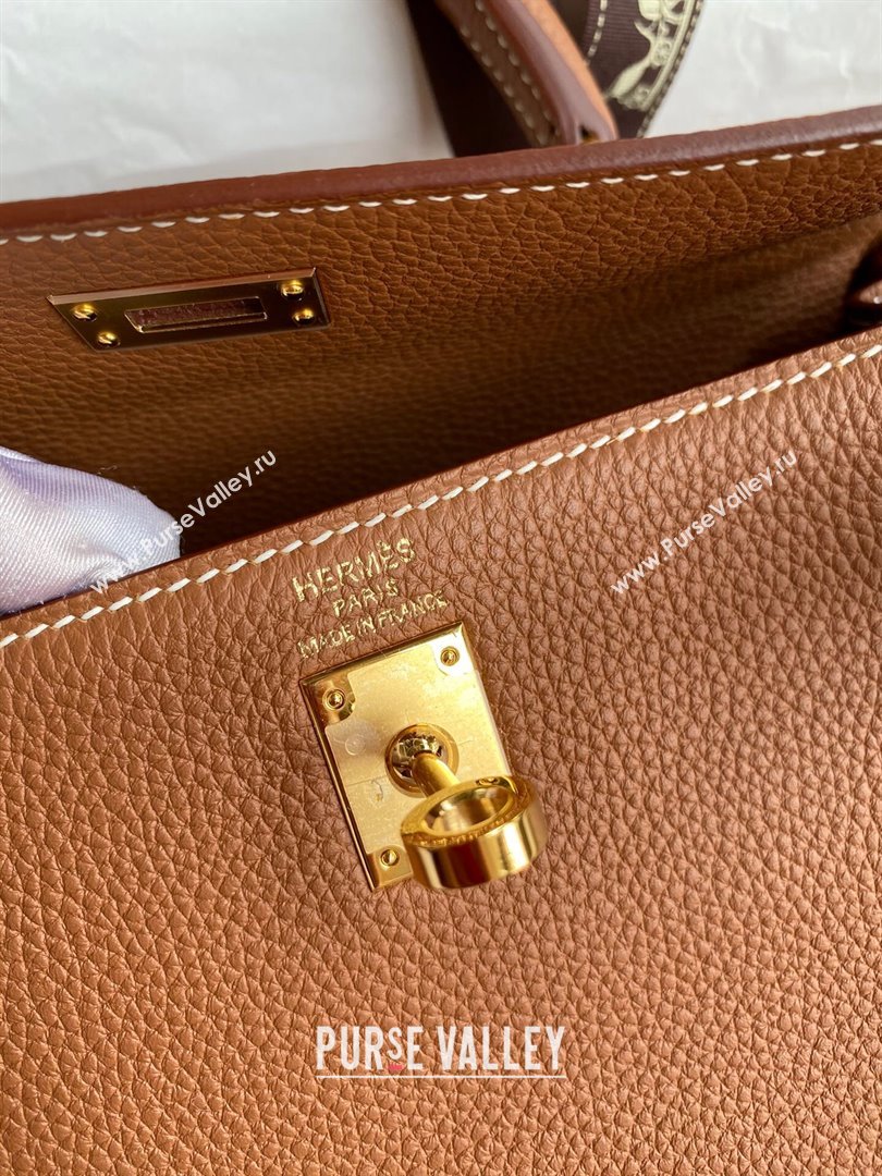 Hermes Kelly 25/28cm Bag in Original Togo Leather Brown/Gold 2024(Handmade) (M-24022001)