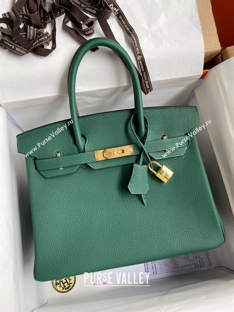 Hermes Birkin 30cm/35cm Bag in Original Togo Leather Peacock Green/Gold 2024 (Full Handmade) (XYA-24040906)
