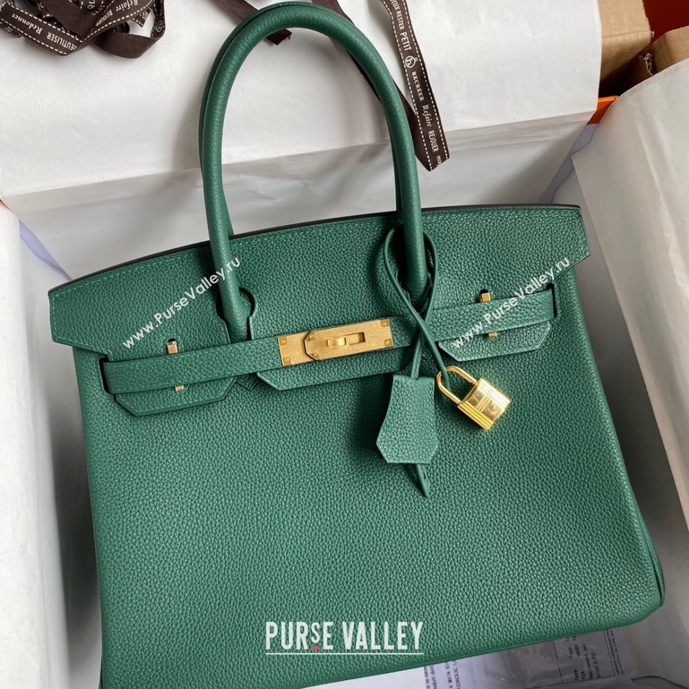 Hermes Birkin 30cm/35cm Bag in Original Togo Leather Peacock Green/Gold 2024 (Full Handmade) (XYA-24040906)
