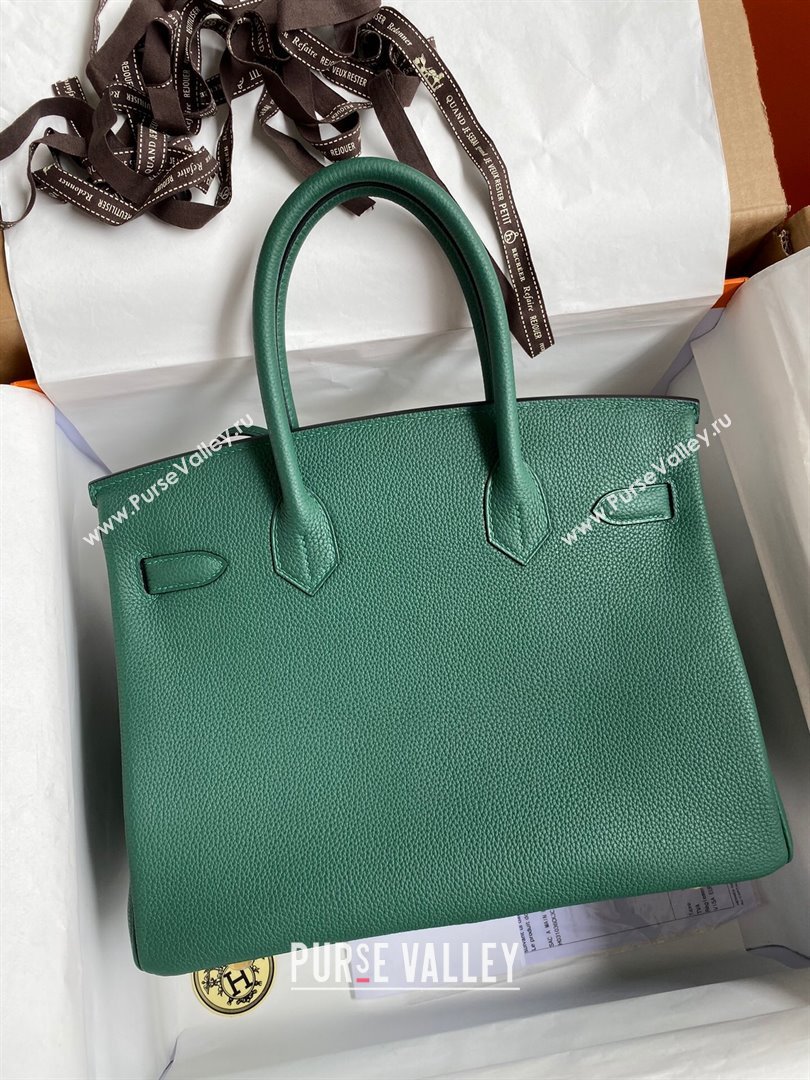 Hermes Birkin 30cm/35cm Bag in Original Togo Leather Peacock Green/Gold 2024 (Full Handmade) (XYA-24040906)