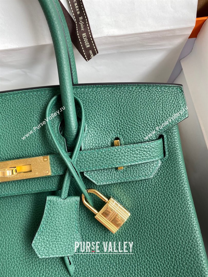 Hermes Birkin 30cm/35cm Bag in Original Togo Leather Peacock Green/Gold 2024 (Full Handmade) (XYA-24040906)
