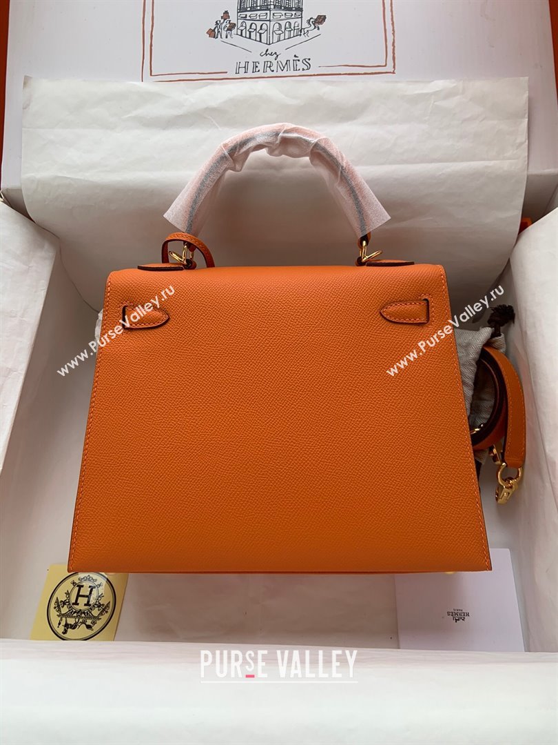 Hermes Kelly 25/28/32cm Bag in Original Epsom Leather Orange/Gold 2024 (Handmand) (M-24021920)