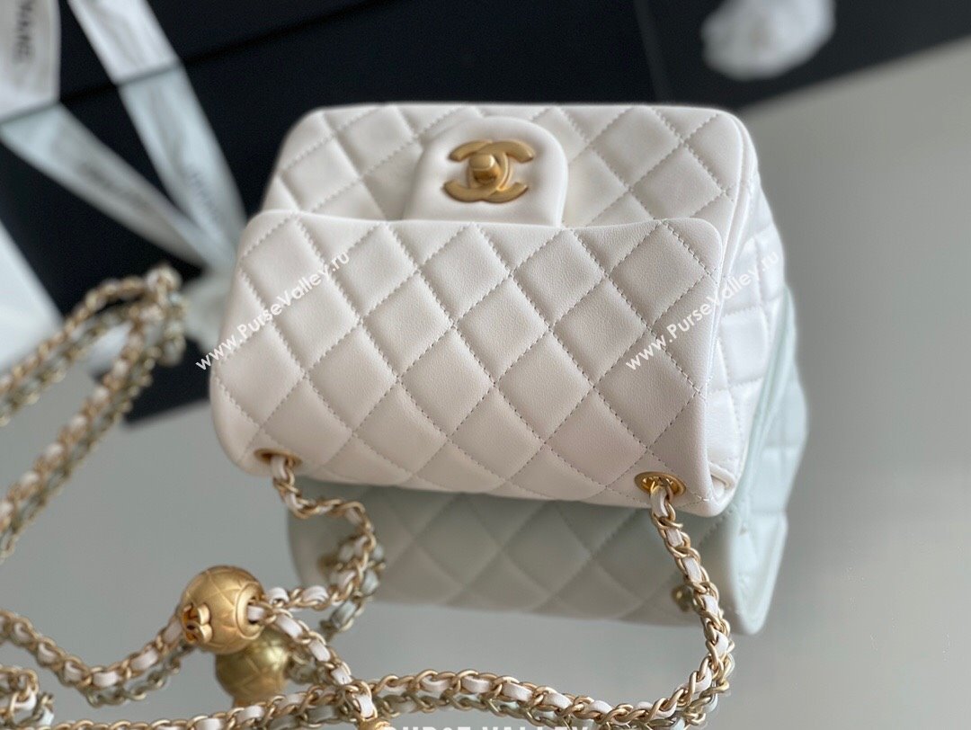 Chanel Lambskin Mini Square Flap Bag with Gold-Tone Metal Ball Chain AS1786 White 2024 Top Quality (SHUNY-24072216)