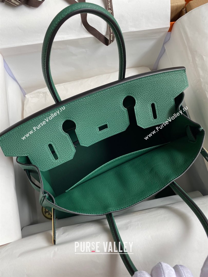 Hermes Birkin 30cm/35cm Bag in Original Togo Leather Peacock Green/Gold 2024 (Full Handmade) (XYA-24040906)