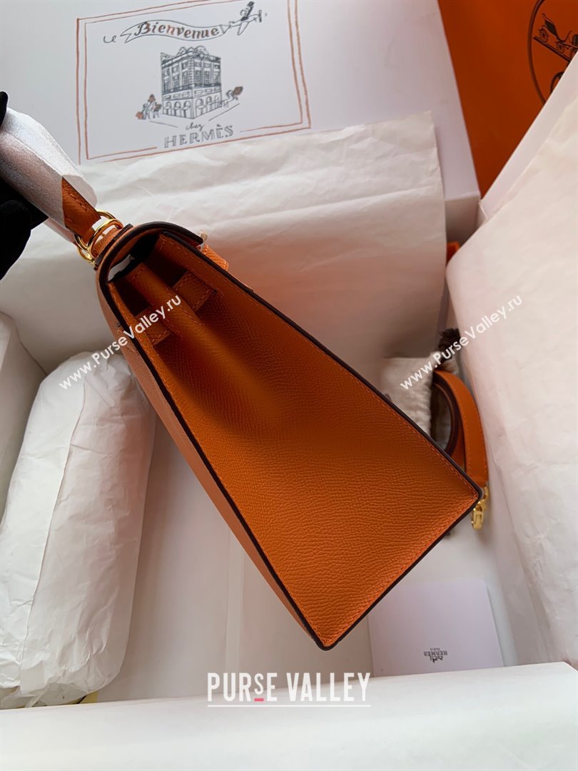 Hermes Kelly 25/28/32cm Bag in Original Epsom Leather Orange/Gold 2024 (Handmand) (M-24021920)