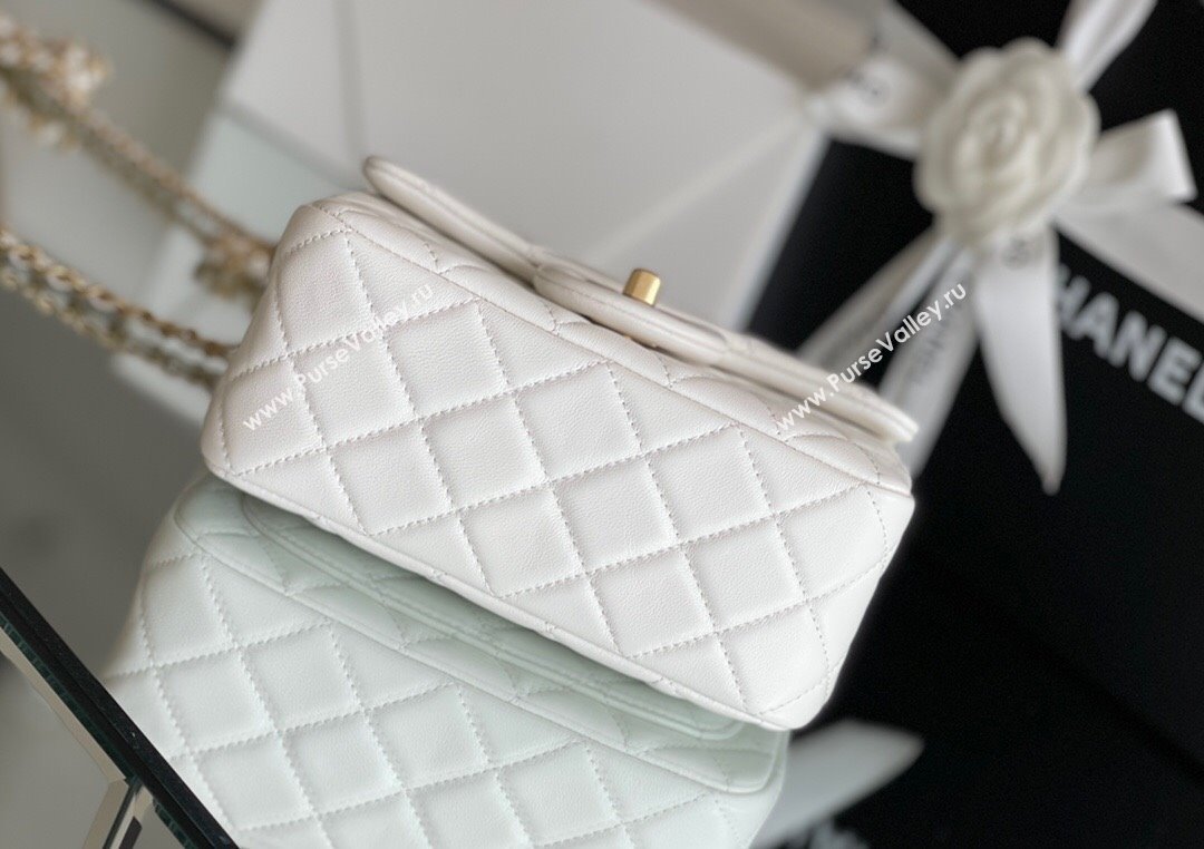 Chanel Lambskin Mini Square Flap Bag with Gold-Tone Metal Ball Chain AS1786 White 2024 Top Quality (SHUNY-24072216)