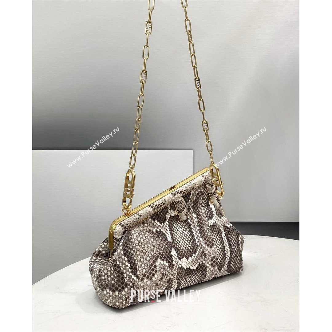 Fendi First Small Snakeskin Leather Bag Grey 2021 80018M (CL-21090612)