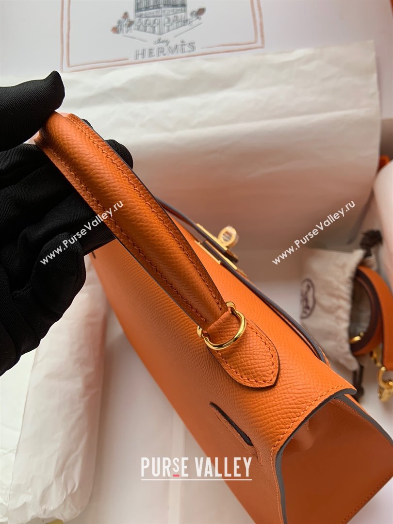 Hermes Kelly 25/28/32cm Bag in Original Epsom Leather Orange/Gold 2024 (Handmand) (M-24021920)