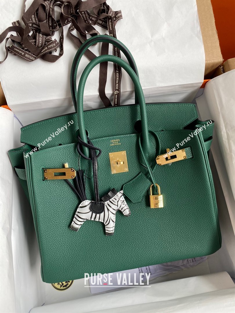Hermes Birkin 30cm/35cm Bag in Original Togo Leather Peacock Green/Gold 2024 (Full Handmade) (XYA-24040906)