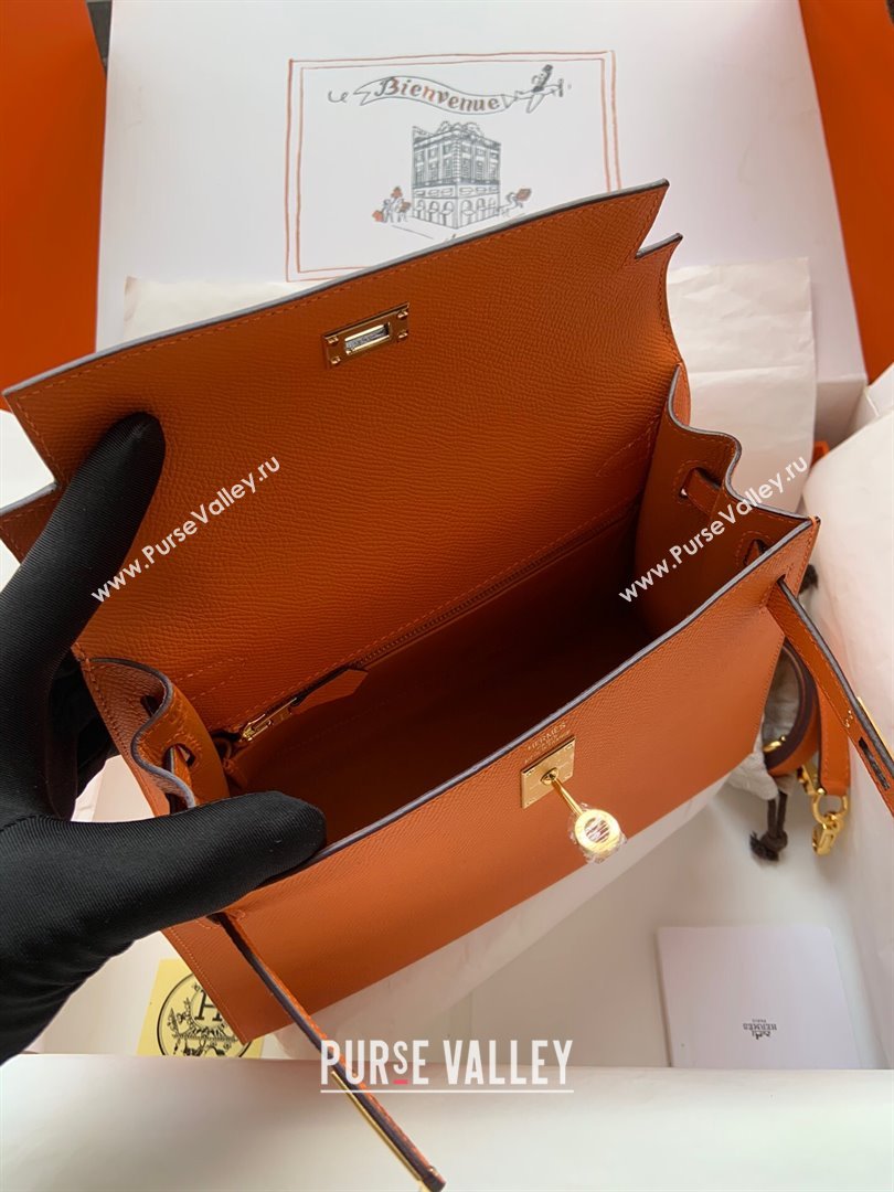 Hermes Kelly 25/28/32cm Bag in Original Epsom Leather Orange/Gold 2024 (Handmand) (M-24021920)