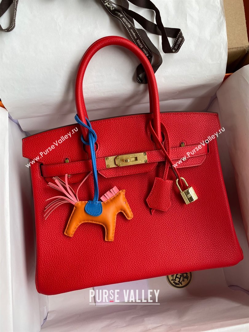 Hermes Birkin 30cm/35cm Bag in Original Togo Leather National Flag Red/Gold 2024 (Full Handmade) (XYA-24040907)