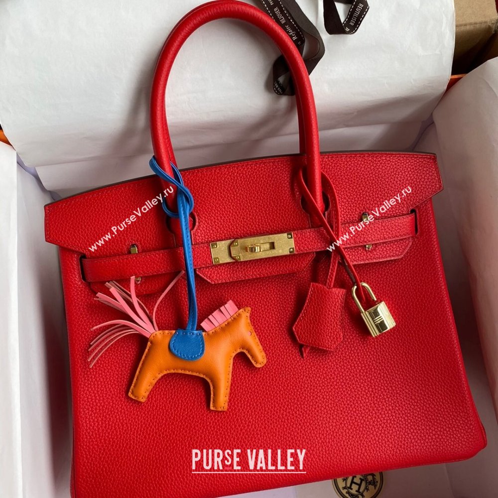 Hermes Birkin 30cm/35cm Bag in Original Togo Leather National Flag Red/Gold 2024 (Full Handmade) (XYA-24040907)