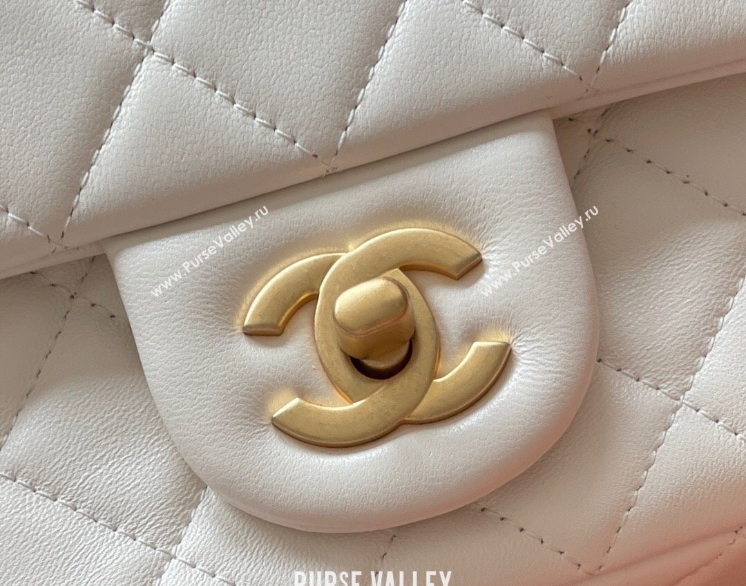 Chanel Lambskin Mini Square Flap Bag with Gold-Tone Metal Ball Chain AS1786 White 2024 Top Quality (SHUNY-24072216)