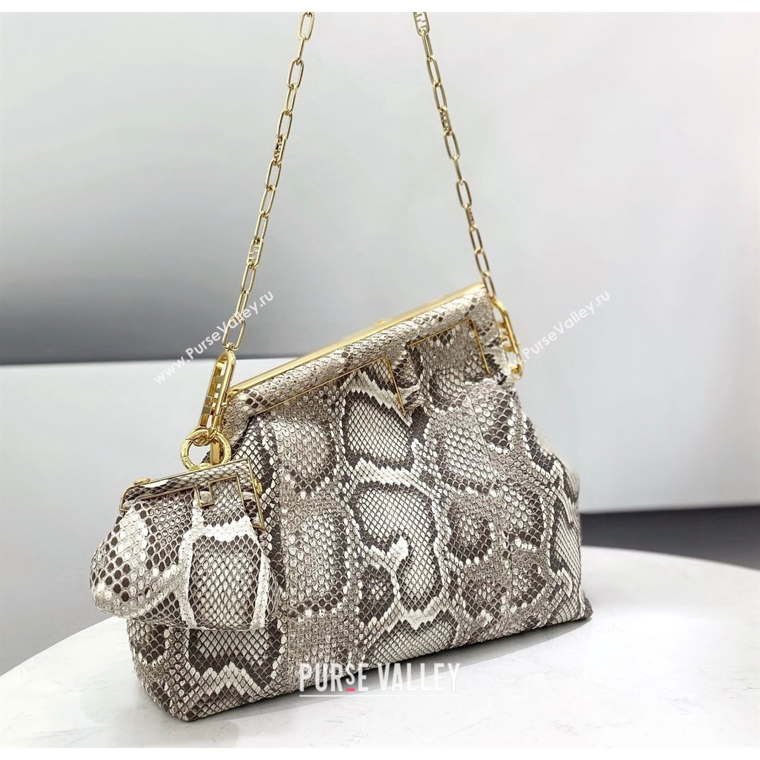 Fendi First Small Snakeskin Leather Bag Grey 2021 80018M (CL-21090612)