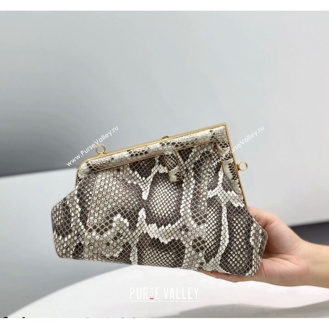 Fendi First Small Snakeskin Leather Bag Grey 2021 80018M (CL-21090612)