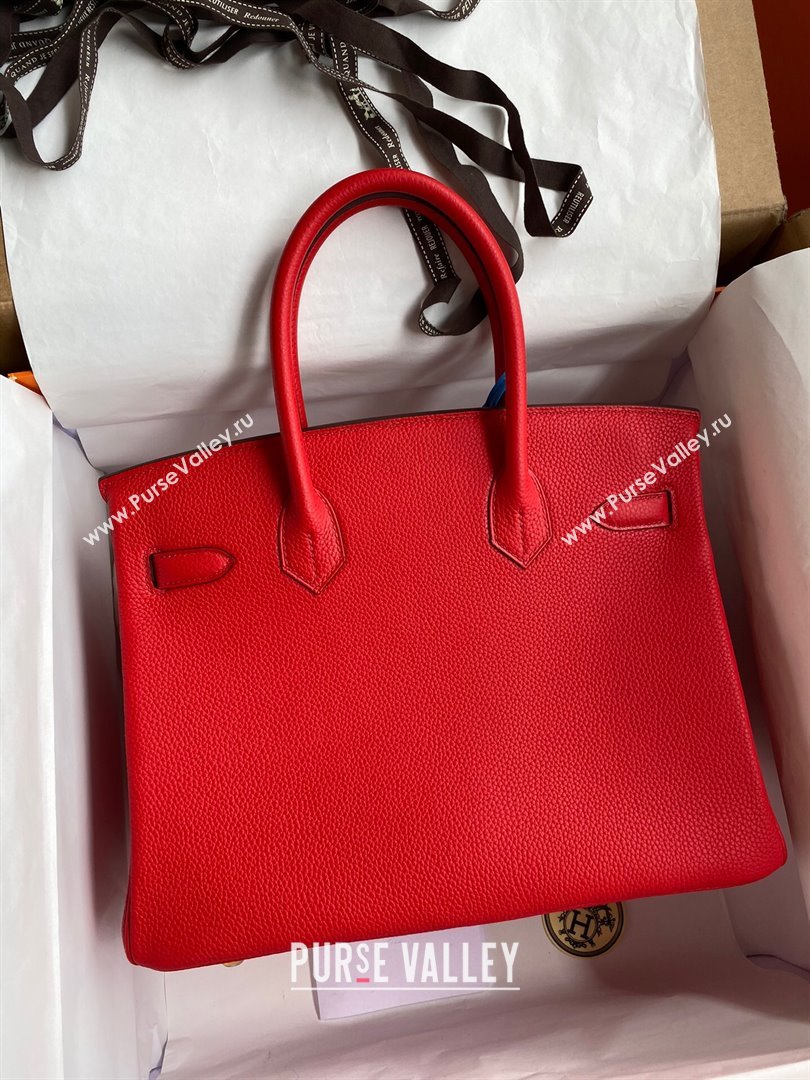 Hermes Birkin 30cm/35cm Bag in Original Togo Leather National Flag Red/Gold 2024 (Full Handmade) (XYA-24040907)