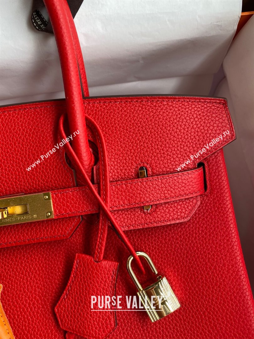 Hermes Birkin 30cm/35cm Bag in Original Togo Leather National Flag Red/Gold 2024 (Full Handmade) (XYA-24040907)
