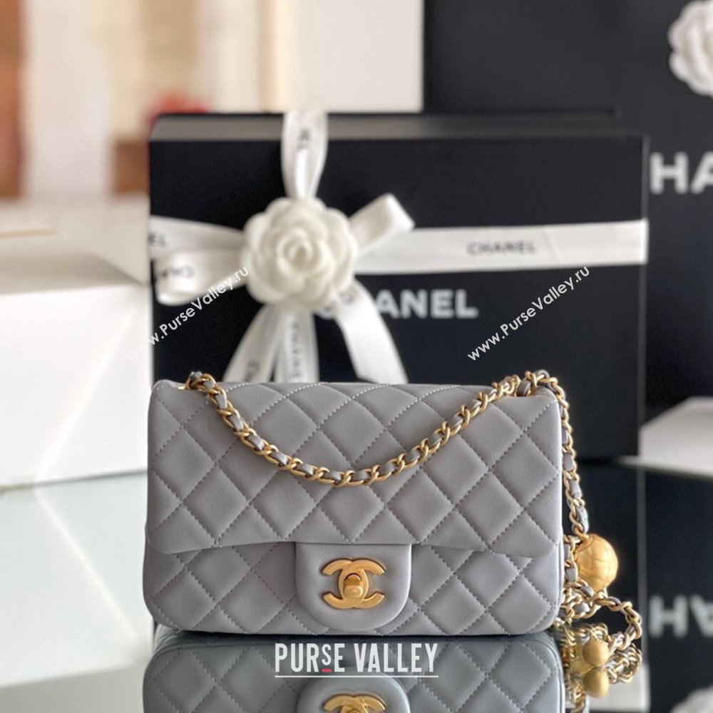 Chanel Lambskin Small Flap Bag with Gold-Tone Metal Ball Chain AS1787 Grey 2024 Top Quality (SHUNY-24072214)