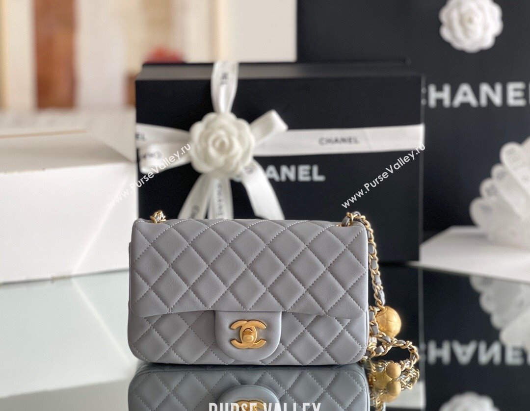 Chanel Lambskin Small Flap Bag with Gold-Tone Metal Ball Chain AS1787 Grey 2024 Top Quality (SHUNY-24072214)