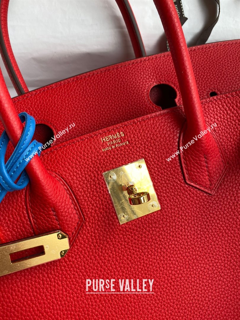 Hermes Birkin 30cm/35cm Bag in Original Togo Leather National Flag Red/Gold 2024 (Full Handmade) (XYA-24040907)