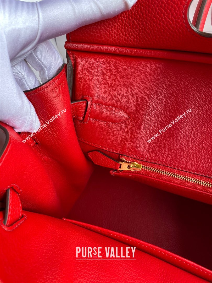 Hermes Birkin 30cm/35cm Bag in Original Togo Leather National Flag Red/Gold 2024 (Full Handmade) (XYA-24040907)